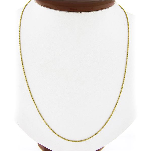 Classic Italian 14K Yellow Gold 26" 1.3mm Thin Petite Long Rope Chain Necklace