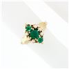 Image 3 : Antique Victorian 14k Gold 0.42 ctw Round Emerald 1.7mm Pearl Petite Cluster Rin