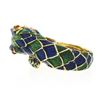 Image 5 : Vintage 18k Yellow Gold Multicolor Enamel Detailed Textured Snake Wrap Ring