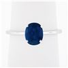 Image 1 : 14k White Gold GIA 1.53 ctw Burma NO HEAT Oval Blue Sapphire Solitaire Petite Ri