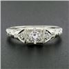 Image 7 : Antique Art Deco 18k White Gold 0.24 ctw European Diamond Milgrain Engraved Ring
