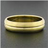 Image 2 : NEW Mens 14k Yellow Gold 5.6mm Grooved Brushed Finish Dome Wedding Band Ring