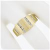 Image 3 : Unisex 14K Gold 0.60 ctw Round Diamond Grooved Channel Brushed Wide Band Ring