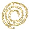 Image 3 : Estate 21K Yellow Gold Dual Fancy Navette Marquise Filigree Link Chain Necklace