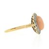 Image 4 : Antique Edwardian 18K Gold Platinum Button Angel Skin Coral w/ Diamond Halo Ring