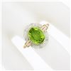 Image 6 : Antique 18K Gold 2.75 ctw Oval Bezel Peridot w/ Detailed Frame Solitaire Ring