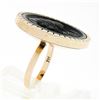Image 8 : Antique Victorian 14K Gold Black Onyx Carved Intaglio Male Round Platter Ring