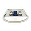 Image 7 : Antique Art Deco 20k Gold .45 ctw European Diamond & Sapphire Moi et Toi Band Ri
