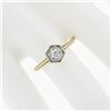 Image 3 : Antique 14k TT Gold 0.20 ctw European Diamond Hexagon Open Basket Engagement Rin