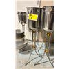 Image 2 : 7 STAINLESS STEEL 31"H WINE PRESENTATION ICE BUCKETS ON STANDS WITH 3 ASSORTED DISPLAY ICE BUCKETS