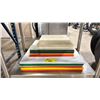 Image 1 : STACK OF ASSORTED COLORED COMMERCIAL CUTTING BOARDS LARGEST MEASURES- 24"L X 18"W
