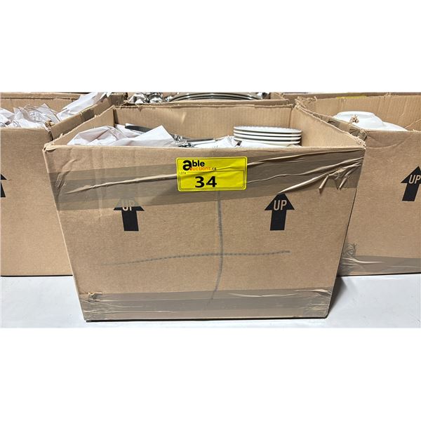 BOX OF ASSORTED COMMERCIAL DISHWARE & UTENSILS