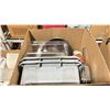 Image 2 : BOX OF ASSORTED COMMERCIAL KITCHENWARE INCLUDING STAINLESS STEEL MIXING BOWLS, PLASTIC BINS