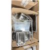 Image 2 : BOX OF ASSORTED COMMERCIAL KITCHENWARE INCLUDING METAL/PLASTIC INSERTS, STRAINER SCOOPS &