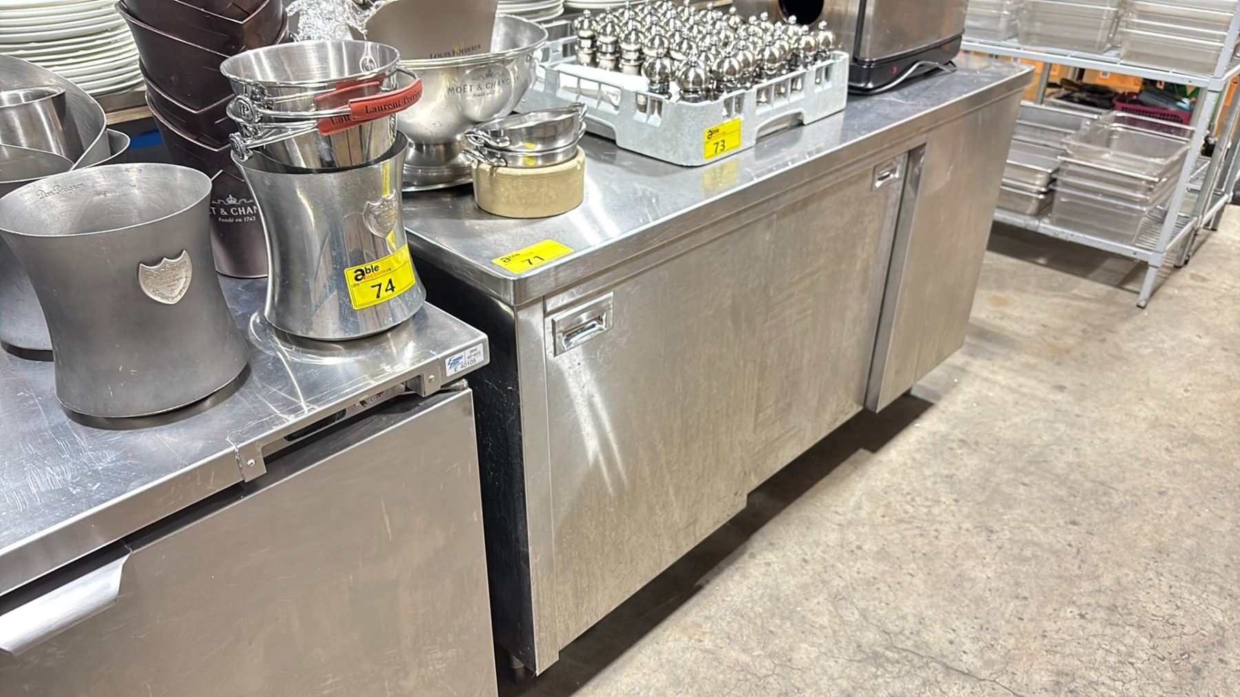 STAINLESS STEEL COMMERCIAL 3 DOOR END CAP STORAGE COUNTER 36