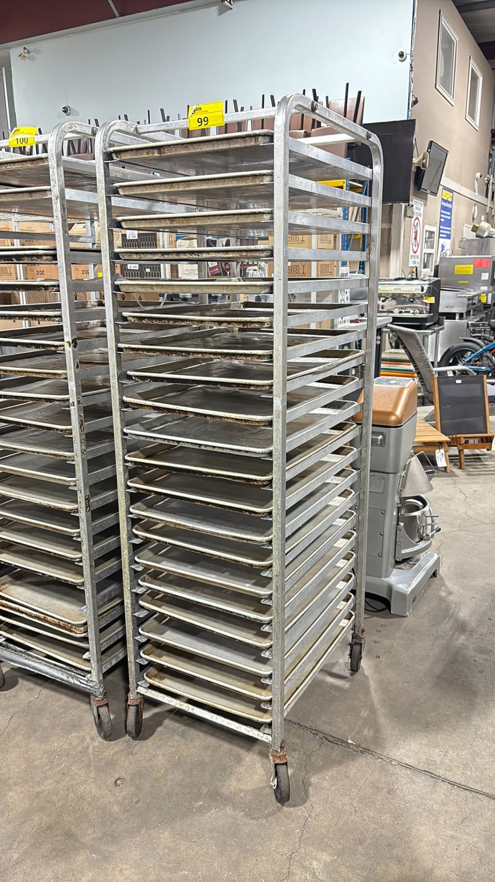 20 TRAY ALUMINUM MOBILE COMMERCIAL BAKERS RACK WITH 20 BAKING SHEETS