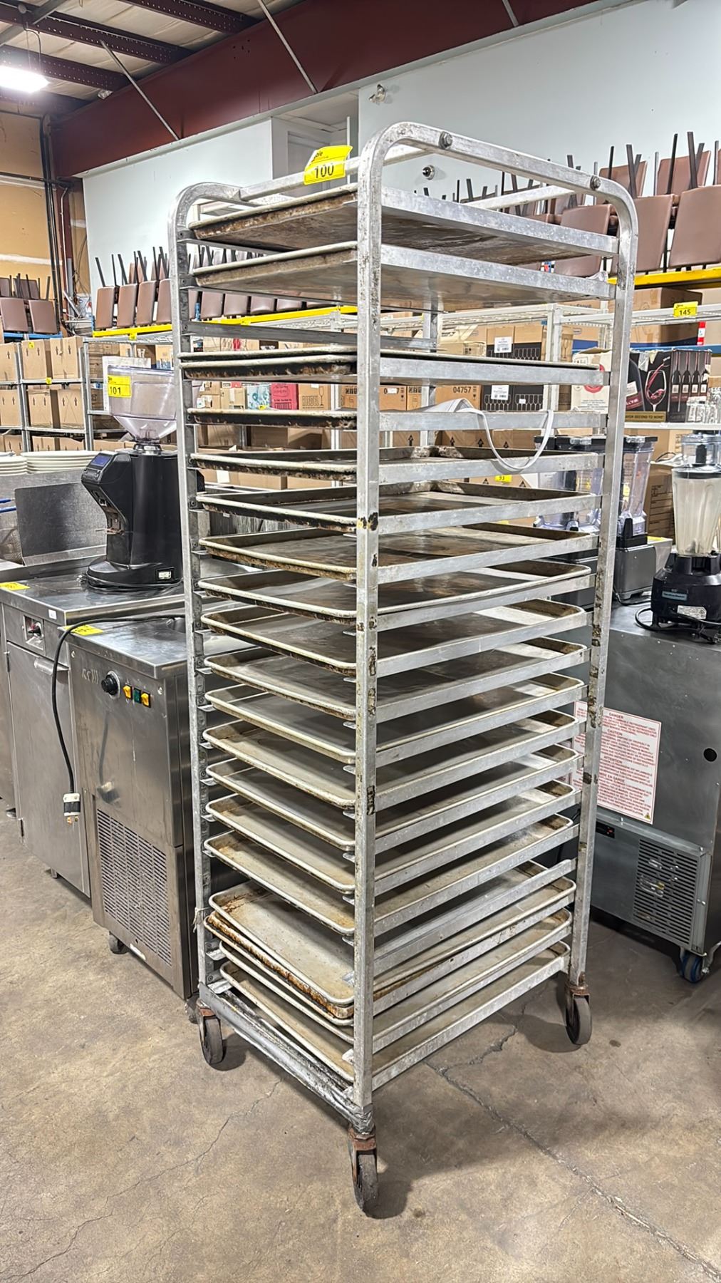 20 TRAY ALUMINUM MOBILE COMMERCIAL BAKERS RACK WITH 20 BAKING SHEETS