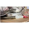 Image 3 : LARGE BOX OF ASSORTED COMMERCIAL RESTAURANT ITEMS INCLUDING JARS, UTENSILS & METAL TRAYS