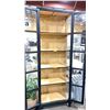 Image 2 : 2 TONED BLACK/NATURAL WOOD 2 DOOR GLASS FRONT DISPLAY CABINET *NO KEY*