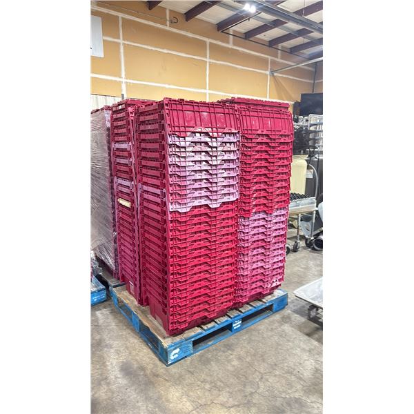 50 COMMERCIAL STACKING RED HINGED LID STORAGE TOTES