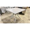 Image 2 : RATANA GREY METAL 35" SQUARE 29"H COMMERCIAL OUTDOOR PATIO TABLE & 4 SLAT BACK CHAIRS