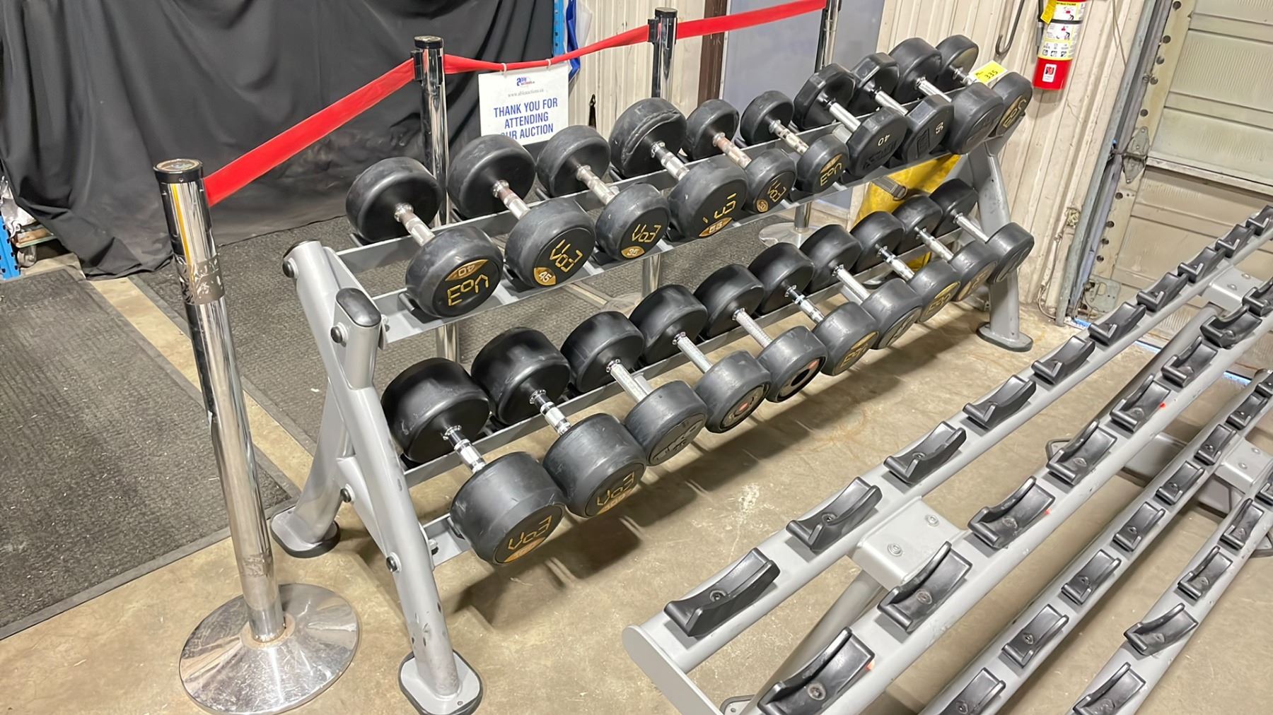 PARAMOUNT GREY 2 TIER COMMERCIAL WEIGHT RACK WITH ASSORTED SIZED DUMB ...
