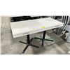 Image 2 : WHITE UPHOLSTERED 55"W X 26"D X 29.5"H (40"D WITH EXTENSIONS) WOOD TOP COMMERCIAL RESTAURANT TABLE