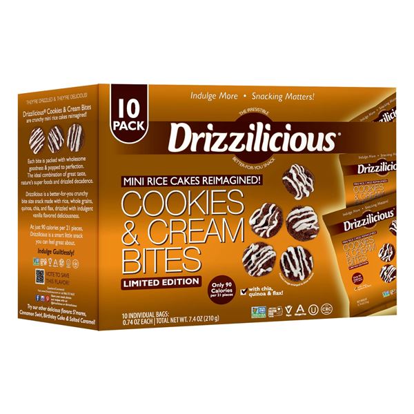 NEW 210G DRIZZILICIOUS COOKIES & CREAM RICE CAKES