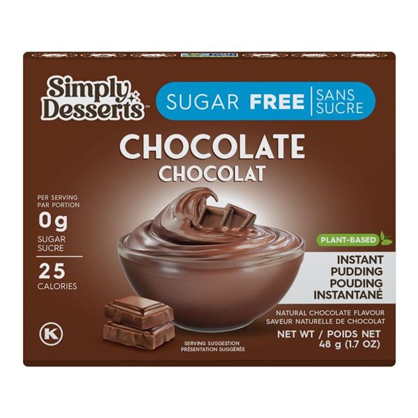 NEW 4 X 48G SIMPLY DELISH CHOCOLATE INSTANT PUDDIN