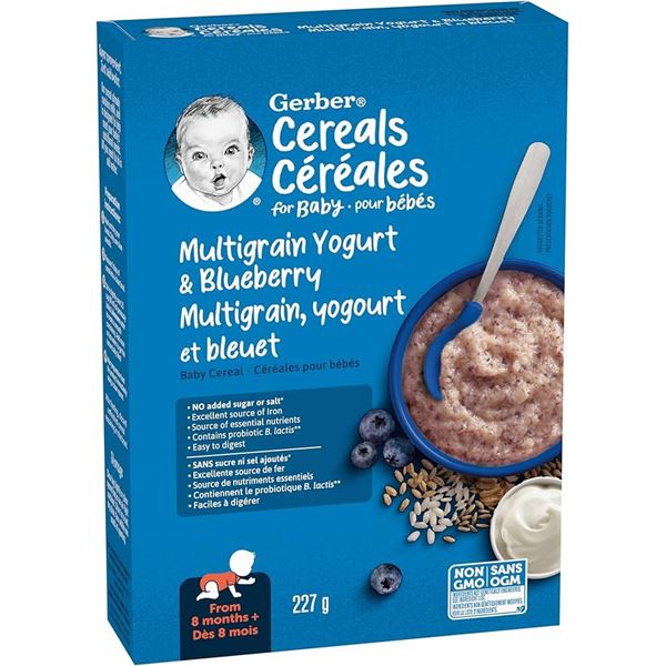 NEW 227G GERBER CEREAL MULTIGRAIN YOGURT BLUEBERRY