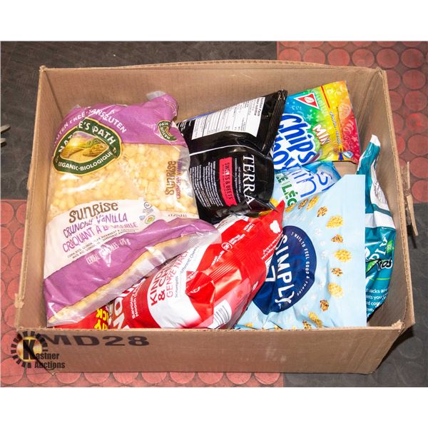 NEW BOX OF ASSORTED CHIPS AND COOKIES