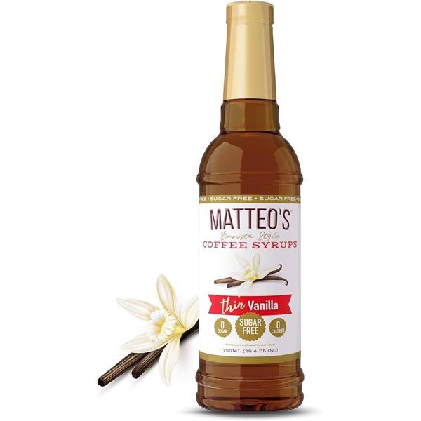 NEW 750ML MATTEOS COFFEE SYRUP THIN VANILLA