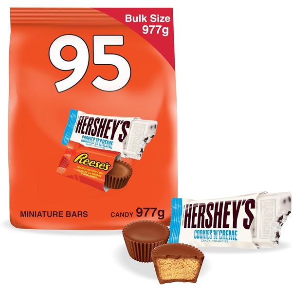 NEW 977G 95 SNACK SIZE BAR HERSHEY'S REESE'S CANDY