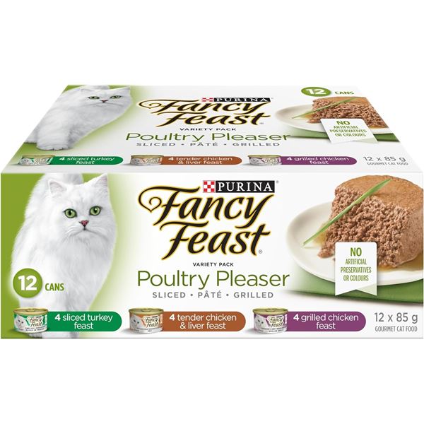 NEW 12 X 85G PURINA FANCY FEAST VARIETY PACK