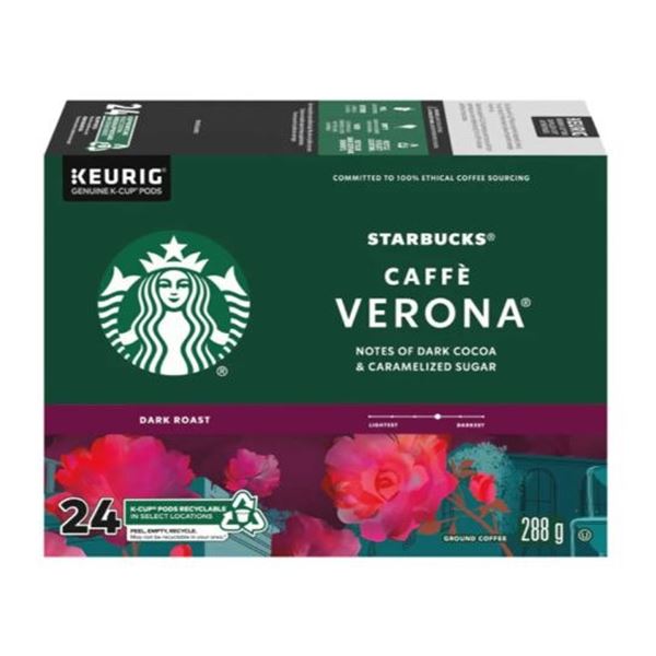 NEW 24 PODS STARBUCKS VERONA K-CUP DARK ROAST