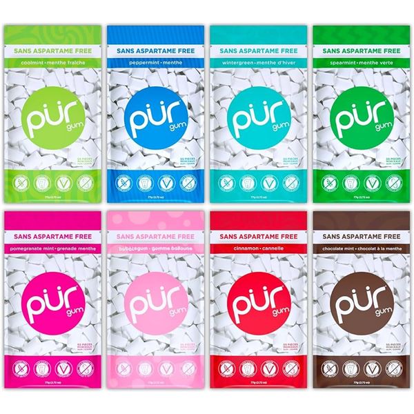 NEW 8 X 77G PUR GUM VARIETY PACK