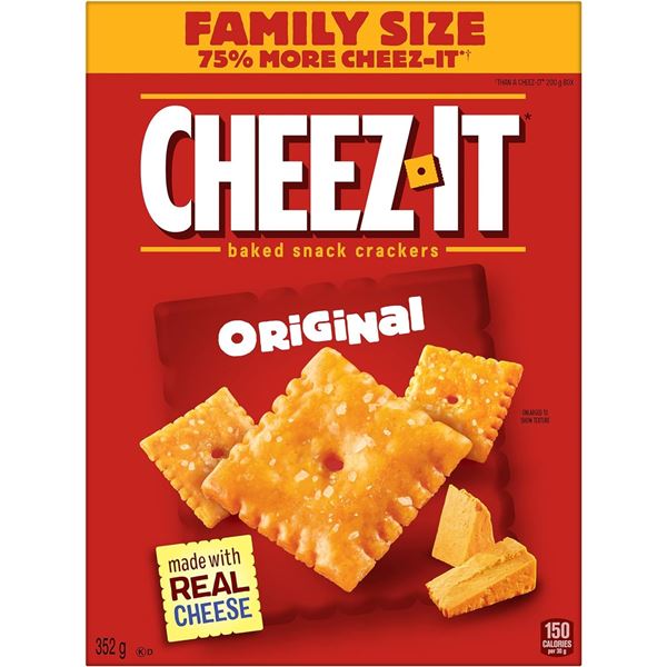 2 X 352G FAMILY SIZE CHEEZ-IT ORIGINAL BAKED SNACK