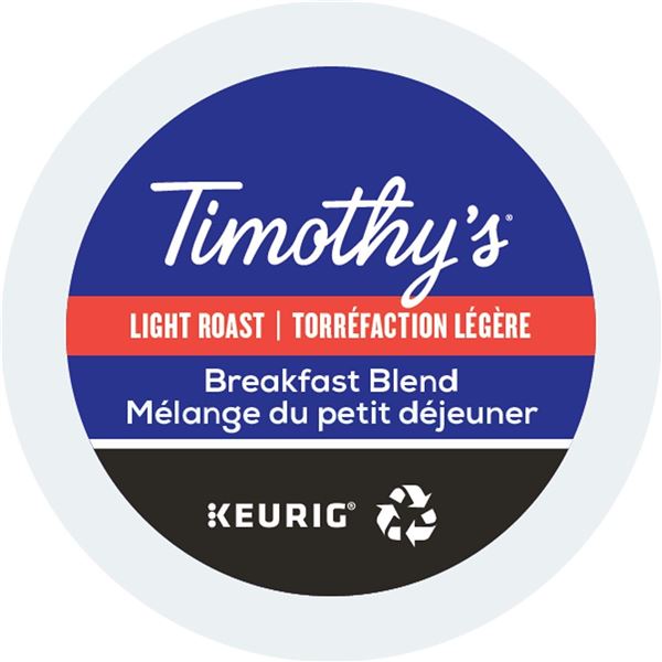 24 TIMOTHY'S KEURIG COFFEE PODS BREAKFAST BLEND