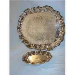 2 matching silverplate platters w/ruffled edges