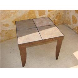 Metal & Stone Tile Top End Table