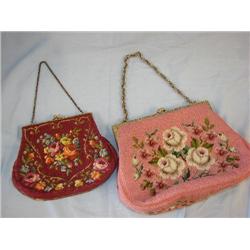 2 vintage needlepoint purses
