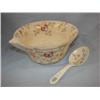 Image 1 : Floral painted mixing bowl w/matching spoon