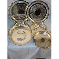 8 Silver Trays, Sterling & Plate