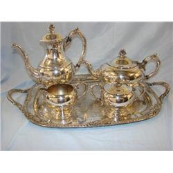Silver Service Set-coffee, tea, creamer, sugar, tray