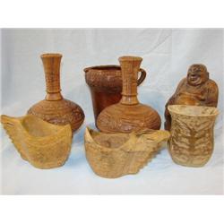 7 wood carved items
