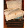 Image 1 : Old trunk with trays, nice floral trays,great wood trim