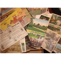 Box of old postcards, many are linen