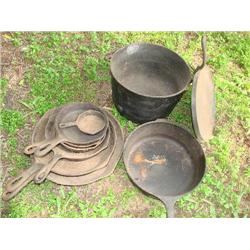 Cast iron skillets & pots, some are Wagner