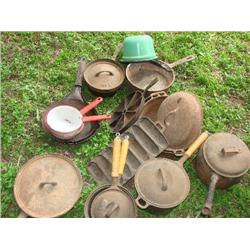 Large amt. of cast iron & some enamelware
