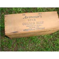 Armour corned beef wooden box